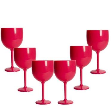 Imagem de Kit 6 Taças Gin Rosa Acrílico Copo Gin - Krystalon