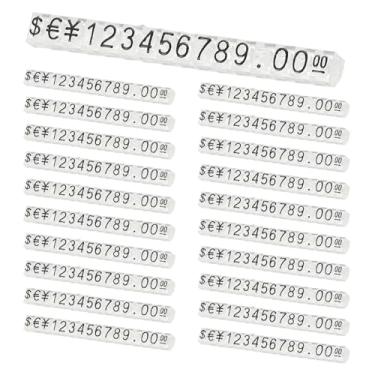 Imagem de PATIKIL Conjunto de 20 cubos de exibição de preços, suporte ajustável para etiqueta de preço removível, número de letras, kit de bloco de dólar para sinalização de exibição de lojas de varejo de joias