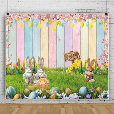 Imagem de OFILA Pano de fundo de flores de Páscoa, primavera, 25 x 20 m, quadro colorido, coelho, grama verde, cenário fotográfico, feliz Páscoa, chá de bebê, aniversário, retratos artísticos, adereços de