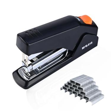 Imagem de M&G Grampeador sem esforço com 1000 grampos para mesa, grampeador de mesa resistente com capacidade para 25 folhas, sem atolamento, fácil de carregar, grampeador ergonômico de um dedo para material