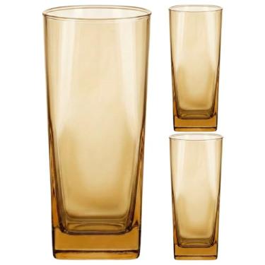 Imagem de Jogo 3 Copos de Vidro 320ml Redondo Água e Suco Cor: Ambar