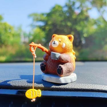 Imagem de Ornamento de pesca engraçado acessórios de painel, acessórios de carro fofos decoração de painel de animais interiores, decoração de painel de carro de peixe balançando