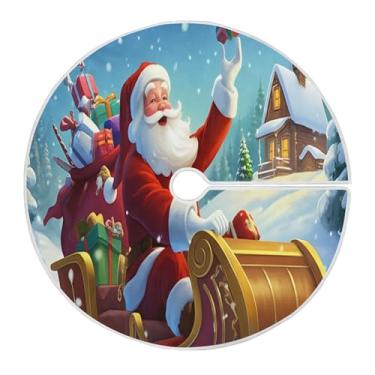 Imagem de SEHANY Saia para árvore de Natal, 122 cm, Papai Noel, vermelha, decoração de árvore de Natal, tapetes para decoração de festa de Natal em casa
