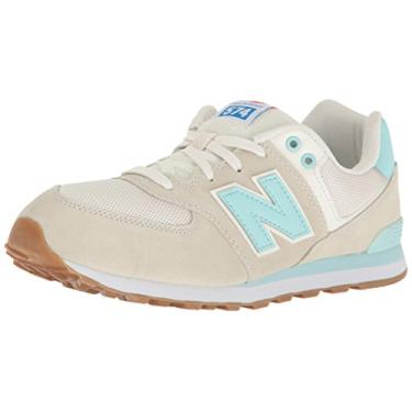 Imagem de New Balance Tênis infantil unissex 574 V1 Resort, Azul-petróleo/branco, 20