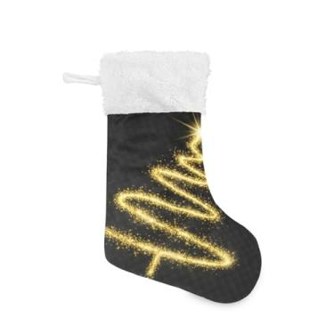 Imagem de GakkiGii Pacote com 2 meias douradas para árvore de Natal, decoração de Natal grande para parede de árvore de lareira, 45 x 31 cm