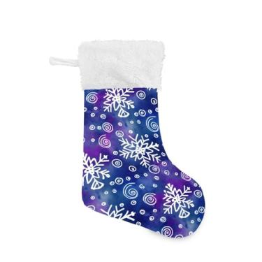 Imagem de GakkiGii Lindas meias de Natal com flocos de neve, pacote com 2, decoração grande para pendurar na parede da árvore da lareira, 45 x 31 cm