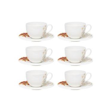 Imagem de Jogo de xícaras chá em porcelana Strauss Fiori 270ml 6 peças