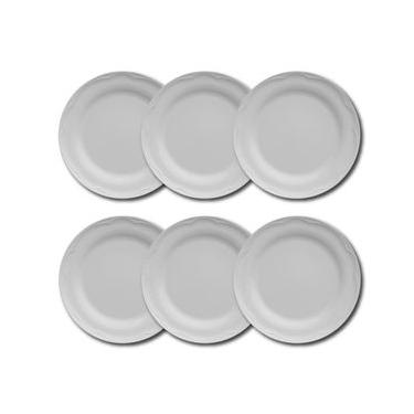 Imagem de Conjunto de Pratos Rasos Germer Cottage em Porcelana Branco – 6 Peças