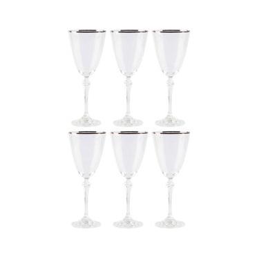 Imagem de Conjunto de Taças para Água Bohemia Silver Rim 350ml - 6 Peças