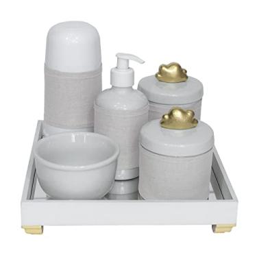 Imagem de Kit Higiene Completo Porcelana Garrafa Térmica Nuvem Dourada