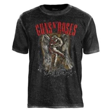 Imagem de Camiseta de Banda Guns N Roses Preto ou Cinza Estonado Estampa Oficial-Unissex