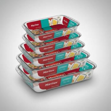 Imagem de Conjunto 5 Assadeira Variadas Retangular Vidro Marinex Tempe