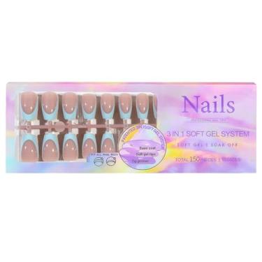 Imagem de 150PCS Dicas de Unhas French Press on Nails Soft System Falsas Primer Ponta Pré-aplicado Base Coat para Arte DIY Não é N