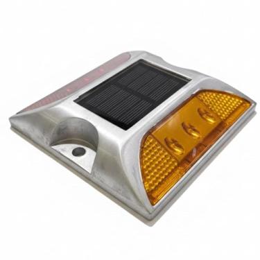 Imagem de Tacha Sinalizador Solar Viaria Olho de Gato Led Sinalizaçao Rodovia Estrada Obra Rua Pavimentaçao Transito Segurança