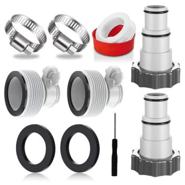 Imagem de Conector de mangueira de piscina tipo A&B para mangueiras de 3,8 e 3,15 cm, peças de substituição compatíveis com acessórios de bomba de filtro rosqueado com arruela de braçadeira