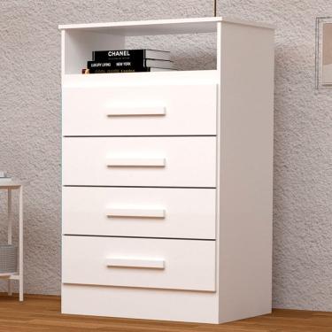 Imagem de Cômoda Gaveteiro Jéssica 4 Gavetas 100% Mdf Branco -  Acp Móveis