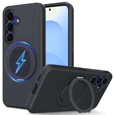 Imagem de DNTMZIN Capa para Samsung Galaxy S25 FE com suporte magnético invisível [proteção militar contra quedas] [compatível com MagSafe] para Galaxy S25 FE preto 023-S25FE-01