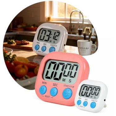Imagem de Temporizador Digital Magnético com Display Grande e Alarme Alto – Timer para Cozinha, Estudos e Treinos – Fácil de Usar (Rosa)