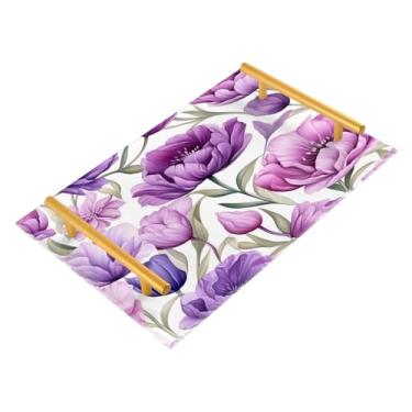 Imagem de Wassud Tulipas Bandeja de banheiro com alças organizador de perfume de acrílico para banheiro, quarto, cozinha, balcão de 30 x 20 cm