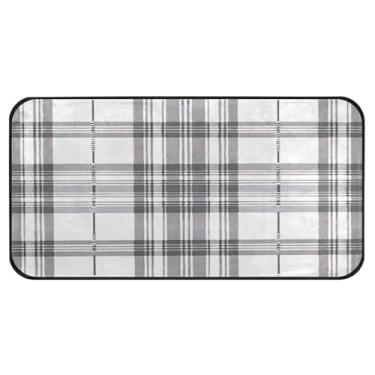 Imagem de STAYTOP Tapetes de cozinha xadrez elegante de búfalo 99 × 20 pol, antiderrapante, lavável, tapetes acolchoados, de poliéster, antifadiga, conforto, alpendre, tapete para decoração de casa de fazenda