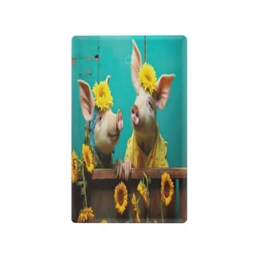 Imagem de Wassud Placa de cobertura para interruptor de luz Sunshine Pigs, 1 capa de tomada em branco, placa de parede, decoração de casa, sala de estar, quarto, decoração