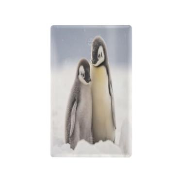 Imagem de Wassud Placa de cobertura para interruptor de luz, interruptor único, capas de tomada, placa de parede, dois pinguins na neve, decoração de casa, sala de estar, quarto, decoração