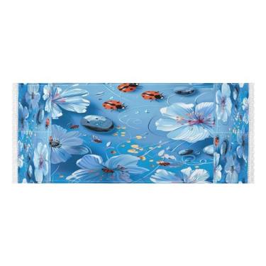 Imagem de Wassud Capas de lavadora e secadora de flores azul-celeste, protetor de lavadora com sacos de armazenamento, capa de geladeira à prova de poeira com bolsos para lavanderia doméstica, cozinha, 120 x 55