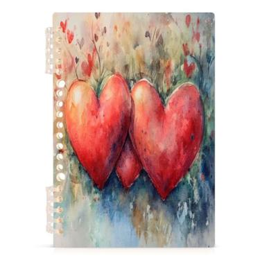 Imagem de Burbuja Caderno de corações dos namorados, papel pautado universitário A5 com 60 folhas, fichário para escritório, 1 pacote