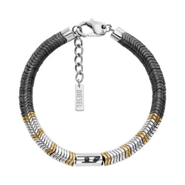 Imagem de Diesel Pulseira masculina com contas de hematita dourada e bronze, cor: (Modelo: DX1573931), One Size, Hemalita, Sem Pedra Preciosa