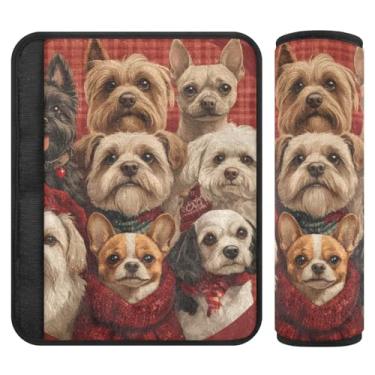 Imagem de Burbuja Capa para cinto de segurança de carro Christmas Dogs Protetor de cinto de segurança de carro macio confortável para alça de ombro de assento de carro, 1 par pequeno