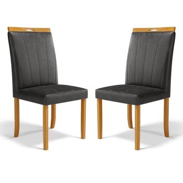 Imagem de Kit Com 2 Cadeiras Aurora Madeira Maciça Estofadas Para Mesa De Jantar