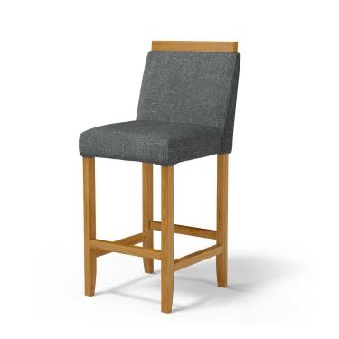 Imagem de Banqueta Eloá Madeira Maciça Assento Estofado Para Bancada