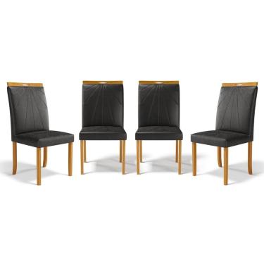 Imagem de Kit Com 4 Cadeiras Maiara Madeira Maciça Estofadas Para Mesa De Jantar