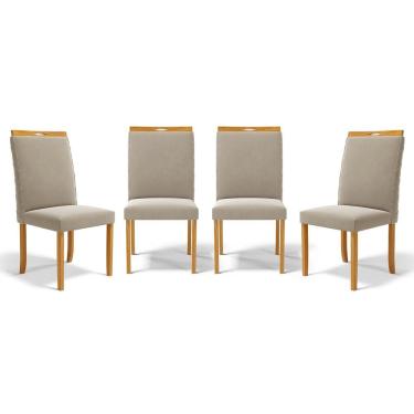 Imagem de Kit Com 4 Cadeiras Agnes Madeira Maciça Estofadas Para Mesa De Jantar