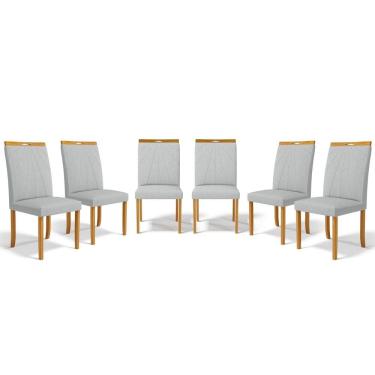 Imagem de Kit Com 6 Cadeiras Maiara Madeira Maciça Estofadas Para Mesa De Jantar