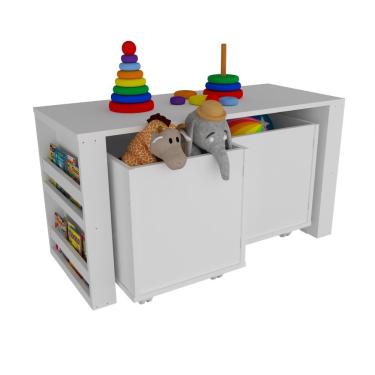 Imagem de Rack De Baús Com Porta Livros Livreiro Duplo Cadu 100% Mdf