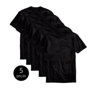 Imagem de Kit 5 Camisetas Básicas Masculina -shirt Algodão Preta Tee - Abafarto-Masculino
