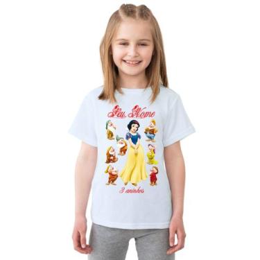Imagem de Camiseta Branca de Neve Sete Anões Camisa Personalizada Blusa Infantil