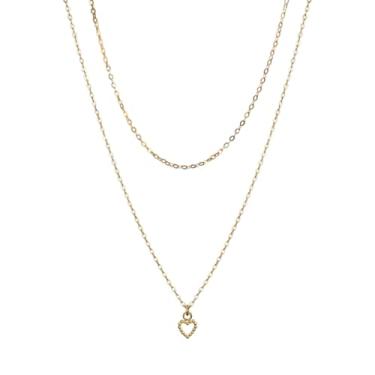 Imagem de Annika Bella Colar de ouro para mulheres, colares com pingentes, joias de coração, presentes de dia dos namorados para namorada/esposa, presente para ela, colar de coração para meninas, Two Sizes, Aço