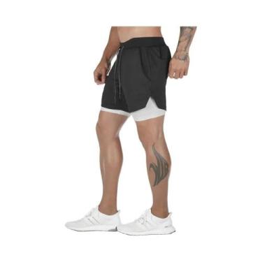Imagem de Shorts de Corrida de Compressão 2 em 1 Masculino - Ideal para Academia