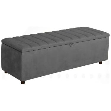 Imagem de Baú Recamier Paris Veludo Chumbo 140 Cm
