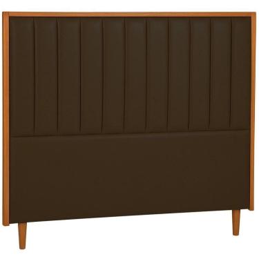 Imagem de Cabeceira Estofada Queen Imperial Couro Marrom 160 Cm