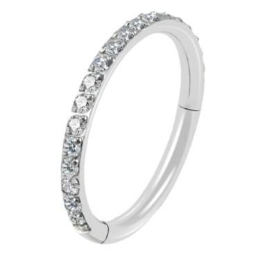 Imagem de Piercing Argola de Titanio Cravejada com Zirconia - 3 tamanhos 6mm 10mm 12mm - Prateada (10mm)