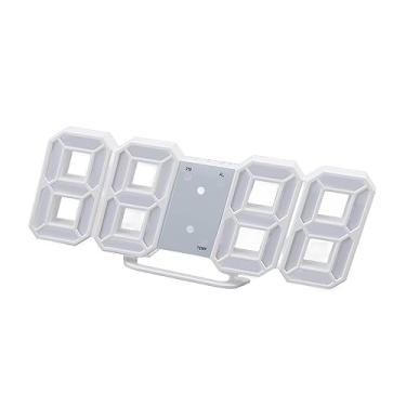 Imagem de aqxreight 3D LED Relógio Digital Tempo Exibição de Temperatura Luz Noturna Função de Alarme Branco Relógio Digital 3D para Casa Versão de Controle Remoto Feito LED Fonte de Brilho Brilho Data do