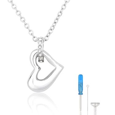 Imagem de BAHABY Colar de urna de coração para cinzas, joia de cremação, memorial, urnas e pingente, Aço inoxidável, Sem Pedra Preciosa