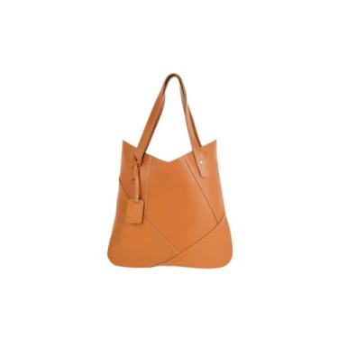 Imagem de Bolsa de Ombro Maria em Couro Bovino Legítimo, 34x35x7cm, 8L, Feminina, Fechamento Zíper, Lisa, 350g