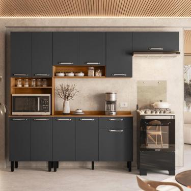 Imagem de Armário De Cozinha Completa 254cm Vegas Grafite Madeira Itatiaia