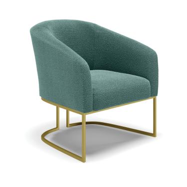 Imagem de Poltrona Decorativa Industrial Dourado Stella Bouclê Verde Menta D03 - D'Rossi