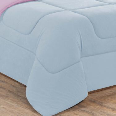 Imagem de Edredom Malha 100% Algodão Gran Moratta 1 Peça King - Azul Bebê/Rosa Bebê