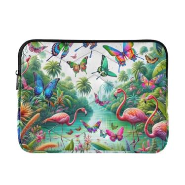 Imagem de Capa protetora para notebook borboletas, plantas tropicais e flamingos, à prova de choque, bolsa de transporte fina para computador, 15-15,6 polegadas